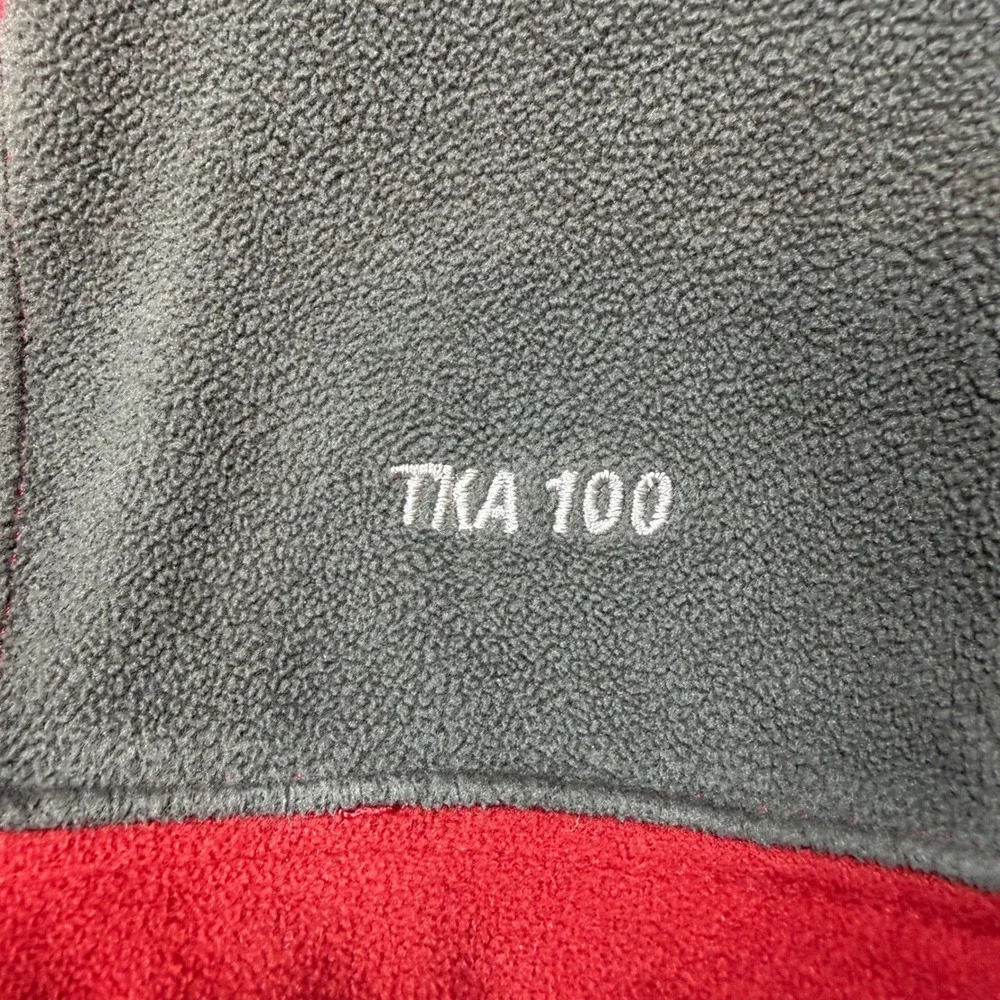 The North Face Mens TKA 100 Fleece 1/4 Zip Pullover‎ Red Grey A436 Size Large